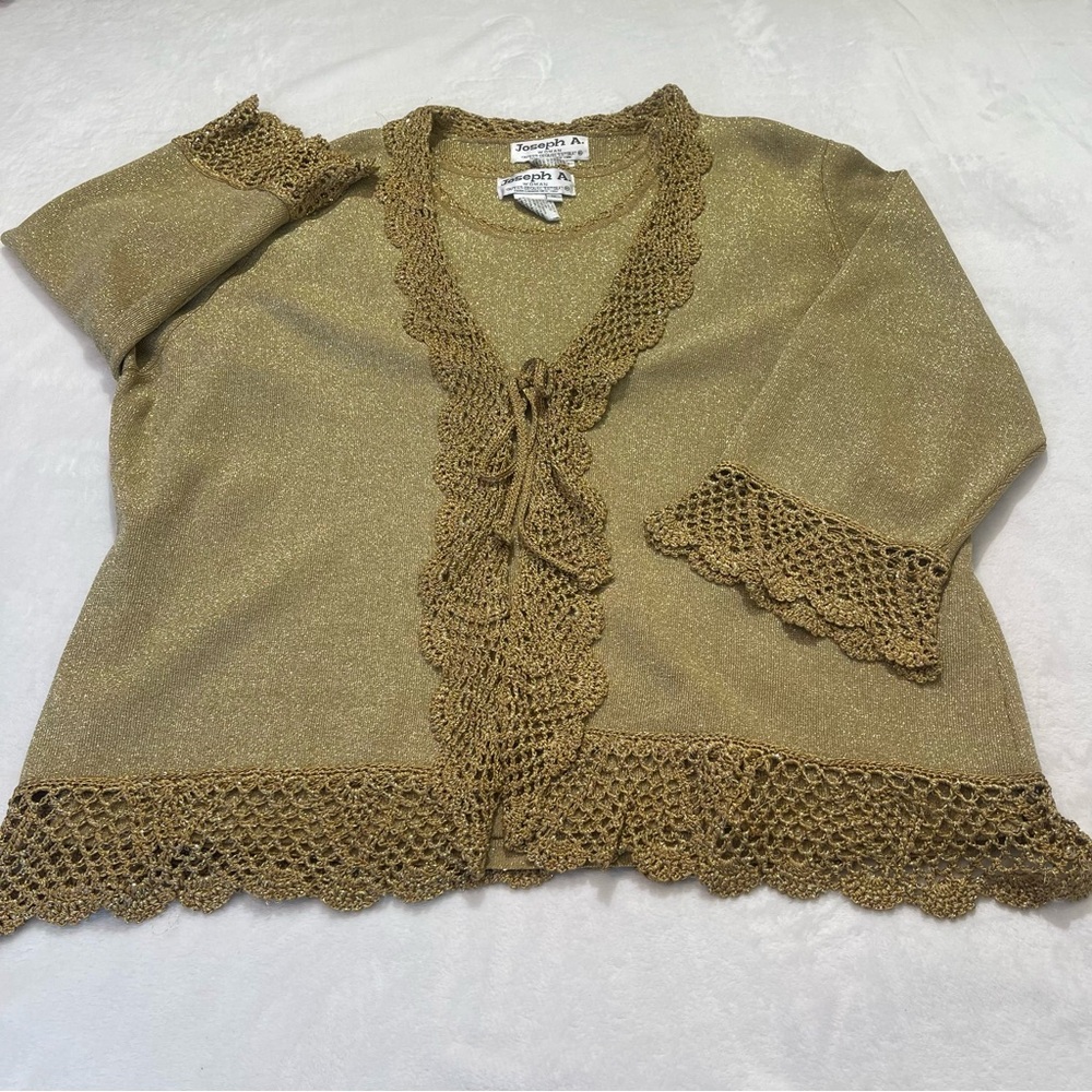 JOSEPH A WOMAN QU’EST SLEEVELESS TOP AND COVER UP JACKET SIZE XL. METALL…